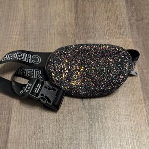Varsity Glitter Black Waist Bag